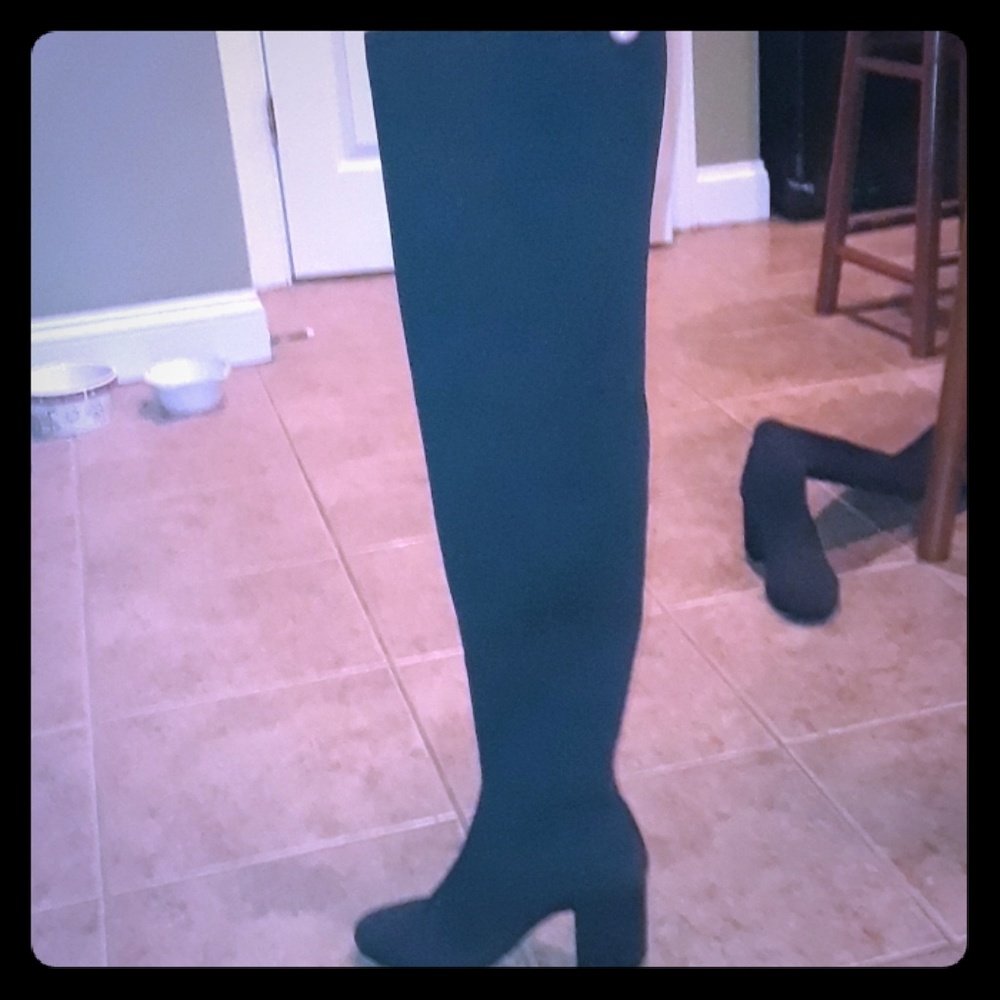 Black Thigh High Boots with heel
